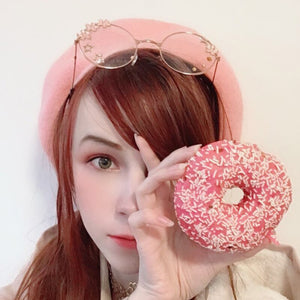 Cute Sakura Pendant Clear Optical Glasses Frame Women Round Girls Retro Eyeglasses Gothic Handmade Eyewear Glass Oculos De Gafas