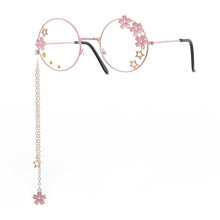 Load image into Gallery viewer, Cute Sakura Pendant Clear Optical Glasses Frame Women Round Girls Retro Eyeglasses Gothic Handmade Eyewear Glass Oculos De Gafas