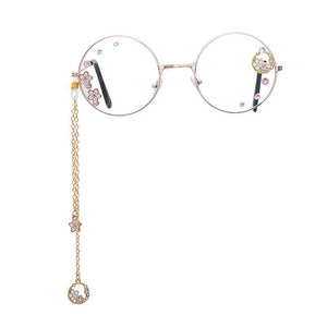 Cute Sakura Pendant Clear Optical Glasses Frame Women Round Girls Retro Eyeglasses Gothic Handmade Eyewear Glass Oculos De Gafas