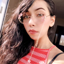 Carica l&#39;immagine nel visualizzatore di Gallery, Simpatico ciondolo con ala Sakura, occhiali da vista trasparenti, montatura per donne, ragazze rotonde, occhiali retrò gotici fatti a mano, in vetro Bowknot, Oculos Gafas