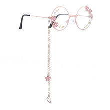 Carica l&#39;immagine nel visualizzatore di Gallery, Simpatico ciondolo con ala Sakura, occhiali da vista trasparenti, montatura per donne, ragazze rotonde, occhiali retrò gotici fatti a mano, in vetro Bowknot, Oculos Gafas