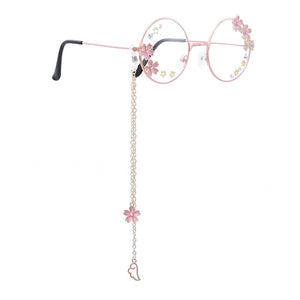 Simpatico ciondolo con ala Sakura, occhiali da vista trasparenti, montatura per donne, ragazze rotonde, occhiali retrò gotici fatti a mano, in vetro Bowknot, Oculos Gafas
