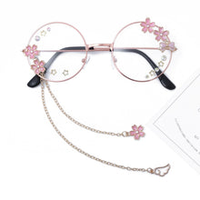 Carica l&#39;immagine nel visualizzatore di Gallery, Simpatico ciondolo con ala Sakura, occhiali da vista trasparenti, montatura per donne, ragazze rotonde, occhiali retrò gotici fatti a mano, in vetro Bowknot, Oculos Gafas
