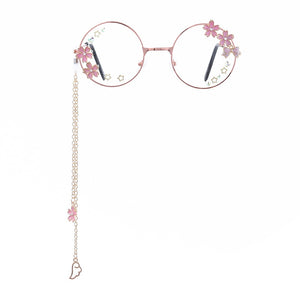 Simpatico ciondolo con ala Sakura, occhiali da vista trasparenti, montatura per donne, ragazze rotonde, occhiali retrò gotici fatti a mano, in vetro Bowknot, Oculos Gafas