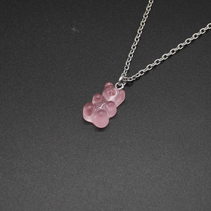 Cute candy color cartoon bear necklace DIY handmade colorful resin bear fresh necklace jewelry