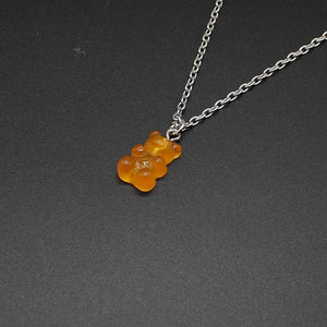 Cute candy color cartoon bear necklace DIY handmade colorful resin bear fresh necklace jewelry