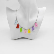 Load image into Gallery viewer, Cute candy color cartoon bear necklace DIY handmade colorful resin bear fresh necklace jewelry