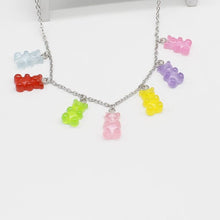Load image into Gallery viewer, Cute candy color cartoon bear necklace DIY handmade colorful resin bear fresh necklace jewelry