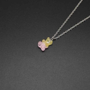 Cute candy color cartoon bear necklace DIY handmade colorful resin bear fresh necklace jewelry