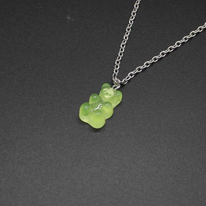 Cute candy color cartoon bear necklace DIY handmade colorful resin bear fresh necklace jewelry