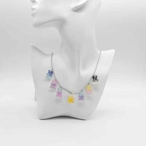 Cute candy color cartoon bear necklace DIY handmade colorful resin bear fresh necklace jewelry