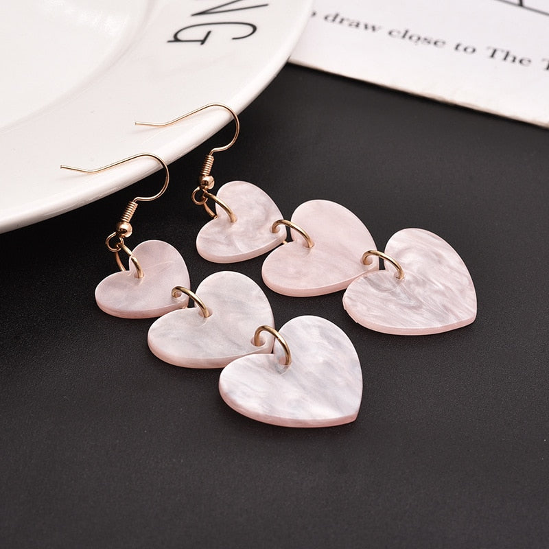 Cute girl pink heart earrings love long tassels Korea acrylic earrings personality Dangle earrings Drop Shipping