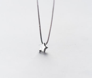 Cute women's Real. 925 Sterling Silver Jewelry Polished small /tinny star Necklace Pendants 5mm charm GTLX1192