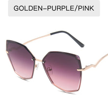 Load image into Gallery viewer, Cuting Rimless Cat Eye Sunglasses For Women 2023 Polygon Gradient Female Sun Glasses Uv400 Goggle Oculos Feminino