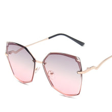 Load image into Gallery viewer, Cuting Rimless Cat Eye Sunglasses For Women 2023 Polygon Gradient Female Sun Glasses Uv400 Goggle Oculos Feminino