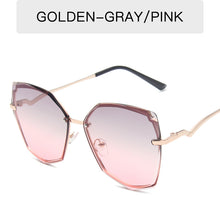 Load image into Gallery viewer, Cuting Rimless Cat Eye Sunglasses For Women 2023 Polygon Gradient Female Sun Glasses Uv400 Goggle Oculos Feminino