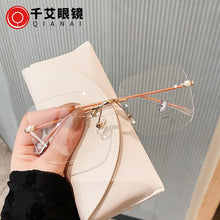 Load image into Gallery viewer, Cutting Frameless White Pearl Anti-blue Light Eyeglasses For Women Elegant Brand Alloy Square Ultralight Computer Glasses Frame