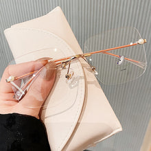 Load image into Gallery viewer, Cutting Frameless White Pearl Anti-blue Light Eyeglasses For Women Elegant Brand Alloy Square Ultralight Computer Glasses Frame