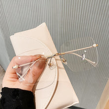Load image into Gallery viewer, Cutting Frameless White Pearl Anti-blue Light Eyeglasses For Women Elegant Brand Alloy Square Ultralight Computer Glasses Frame