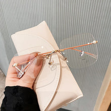 Load image into Gallery viewer, Cutting Frameless White Pearl Anti-blue Light Eyeglasses For Women Elegant Brand Alloy Square Ultralight Computer Glasses Frame