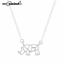 Load image into Gallery viewer, RHINO RHINOCEROS OUTLINE SHAPED PENDANT NECKLACE for Women Charm Statement Necklaces Jewelry Collares bijoux femme