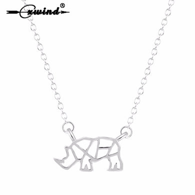 RHINO RHINOCEROS OUTLINE SHAPED PENDANT NECKLACE for Women Charm Statement Necklaces Jewelry Collares bijoux femme