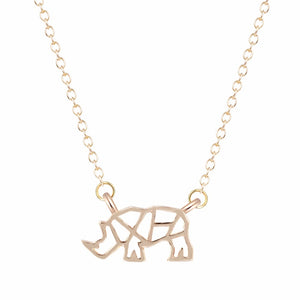 RHINO RHINOCEROS OUTLINE SHAPED PENDANT NECKLACE for Women Charm Statement Necklaces Jewelry Collares bijoux femme