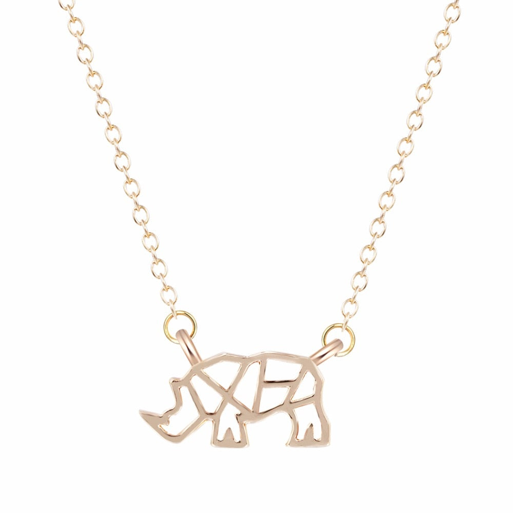 RHINO RHINOCEROS OUTLINE SHAPED PENDANT NECKLACE for Women Charm Statement Necklaces Jewelry Collares bijoux femme