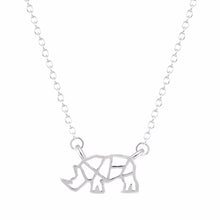 Load image into Gallery viewer, RHINO RHINOCEROS OUTLINE SHAPED PENDANT NECKLACE for Women Charm Statement Necklaces Jewelry Collares bijoux femme