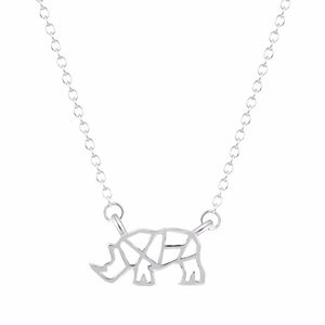 RHINO RHINOCEROS OUTLINE SHAPED PENDANT NECKLACE for Women Charm Statement Necklaces Jewelry Collares bijoux femme