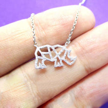 Load image into Gallery viewer, RHINO RHINOCEROS OUTLINE SHAPED PENDANT NECKLACE for Women Charm Statement Necklaces Jewelry Collares bijoux femme