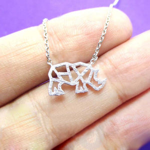 RHINO RHINOCEROS OUTLINE SHAPED PENDANT NECKLACE for Women Charm Statement Necklaces Jewelry Collares bijoux femme