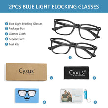Carica l'immagine nel visualizzatore di Gallery, Cyxus Occhiali da computer con blocco della luce blu, confezione da 2, per ridurre l'affaticamento degli occhi, occhiali da lettura, da gioco, unisex (donna/uomo) 