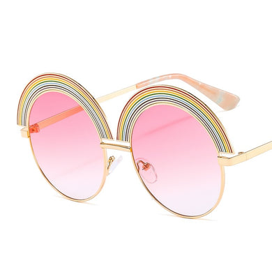 D&T 2023 Occhiali da sole rotondi arcobaleno Donna Uomo Occhiali da sole firmati con montatura in lega con lenti colorate Cerniera in metallo