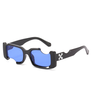 D&T 2022 New Fashion Rectangle Sunglasses Women Men Brand Designer Distinctive Incomplete Style Gradients Lens PC Frame UV400