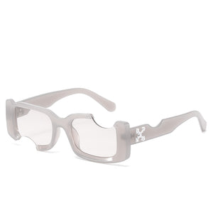 D&T 2022 New Fashion Rectangle Sunglasses Women Men Brand Designer Distinctive Incomplete Style Gradients Lens PC Frame UV400