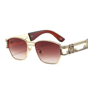 D&T 2023 Square Oval Sunglasses Women Men Trend  Alloy Cool Carving Logo Frame PC Gradient Lens Brand Designer