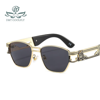 D&T 2023 Square Oval Sunglasses Women Men Trend  Alloy Cool Carving Logo Frame PC Gradient Lens Brand Designer