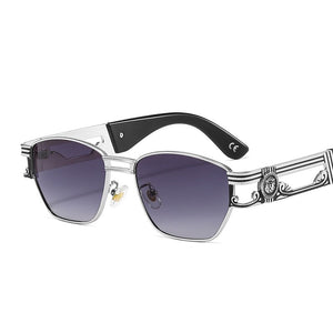 D&T 2023 Square Oval Sunglasses Women Men Trend  Alloy Cool Carving Logo Frame PC Gradient Lens Brand Designer