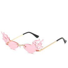 Load image into Gallery viewer, D&amp;T Fire Wave Flame Sunglasses Women Rimless Sun Glasses Eyewear  Trending Wide Side Party Sunglasses Streetwear