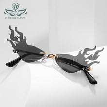 Load image into Gallery viewer, D&amp;T Fire Wave Flame Sunglasses Women Rimless Sun Glasses Eyewear  Trending Wide Side Party Sunglasses Streetwear