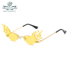 Load image into Gallery viewer, D&amp;T Fire Wave Flame Sunglasses Women Rimless Sun Glasses Eyewear  Trending Wide Side Party Sunglasses Streetwear