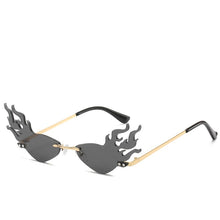 Load image into Gallery viewer, D&amp;T Fire Wave Flame Sunglasses Women Rimless Sun Glasses Eyewear  Trending Wide Side Party Sunglasses Streetwear