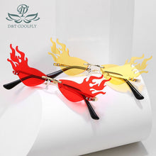 Load image into Gallery viewer, D&amp;T Fire Wave Flame Sunglasses Women Rimless Sun Glasses Eyewear  Trending Wide Side Party Sunglasses Streetwear