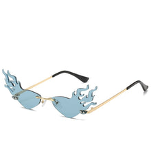 Load image into Gallery viewer, D&amp;T Fire Wave Flame Sunglasses Women Rimless Sun Glasses Eyewear  Trending Wide Side Party Sunglasses Streetwear