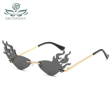 Load image into Gallery viewer, D&amp;T Fire Wave Flame Sunglasses Women Rimless Sun Glasses Eyewear  Trending Wide Side Party Sunglasses Streetwear