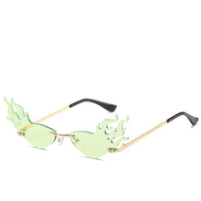 Load image into Gallery viewer, D&amp;T Fire Wave Flame Sunglasses Women Rimless Sun Glasses Eyewear  Trending Wide Side Party Sunglasses Streetwear