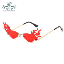 Load image into Gallery viewer, D&amp;T Fire Wave Flame Sunglasses Women Rimless Sun Glasses Eyewear  Trending Wide Side Party Sunglasses Streetwear