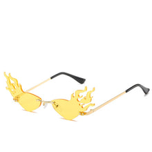 Load image into Gallery viewer, D&amp;T Fire Wave Flame Sunglasses Women Rimless Sun Glasses Eyewear  Trending Wide Side Party Sunglasses Streetwear