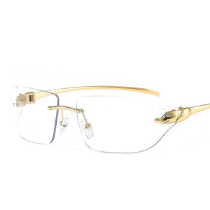 D&T Rimless Small Square Leopard Leg Sunglasses For Women Men  Brand Designer Gradient Sun Glasses Men Alloy Uv400